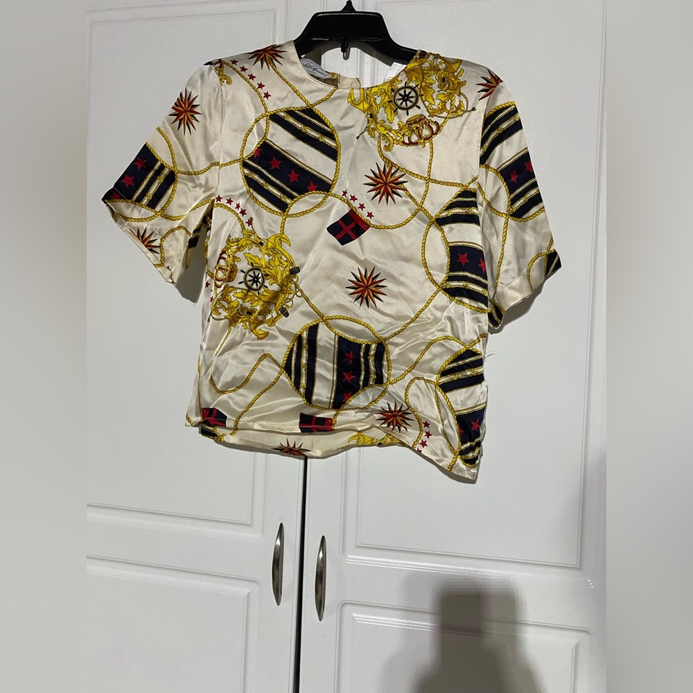 Peter Nygard Nautical Print Short Sleeve Top